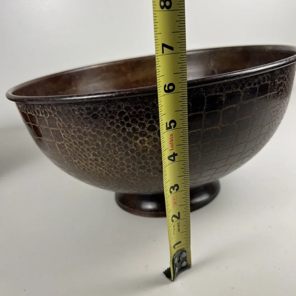 VTG Set of Two Dark Brown Textured Metal Bowls Home‎ Decor / Made In India
